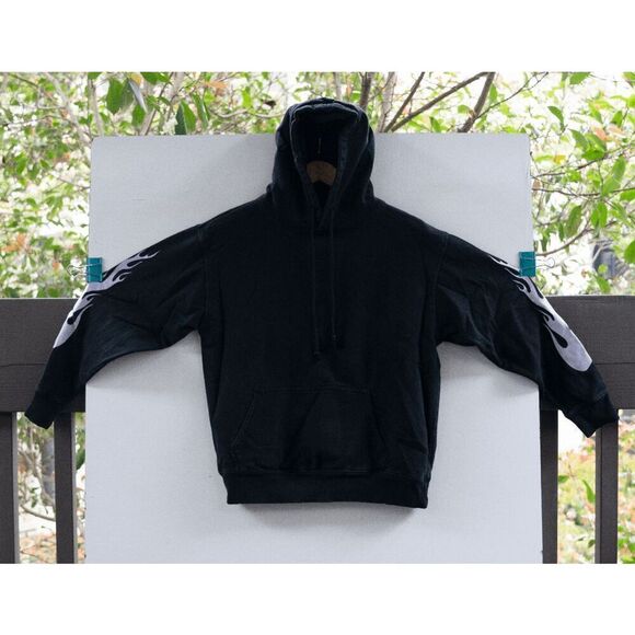 Vintage John Galt Sweatshirt‎ Flame Hoodie Pullover Black Size M - Picture 1 of 8